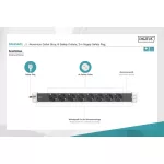 DIGITUS DN-95401 19 1U PDU 8xCEE 7/3 schuko aljzat CEE7/7 csatlakozó 2m elosztósor