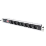DIGITUS DN-95402 19 1U rack alumínium 7xSchuko dugaljas kapcsolós hálózati elosztó