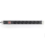 DIGITUS DN-95402 19 1U rack alumínium 7xSchuko dugaljas kapcsolós hálózati elosztó