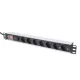 DIGITUS DN-95407 19 1U PDU 7xCEE 7/3 schuko aljzat CEE7/7 csatlakozó 2m túlfeszültségvédett elosztósor