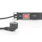 DIGITUS DN-95407 19 1U PDU 7xCEE 7/3 schuko aljzat CEE7/7 csatlakozó 2m túlfeszültségvédett elosztósor