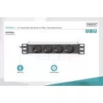 DIGITUS DN-95402 10" 1U PDU 230V 16A 4x Schuko aljzat CEE7/7 csatlakozó hálózati 2m elosztósor