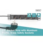 DIGITUS DN-95402 10" 1U PDU 230V 16A 4x Schuko aljzat CEE7/7 csatlakozó hálózati 2m elosztósor