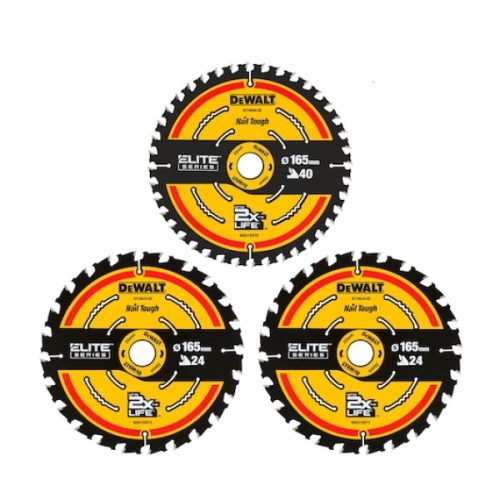 DEWALT Körfűrészlap, készlet, ELITE SERIES, 3db, 165mm