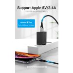 Vention USB-A (1-port,12W, fekete), töltő