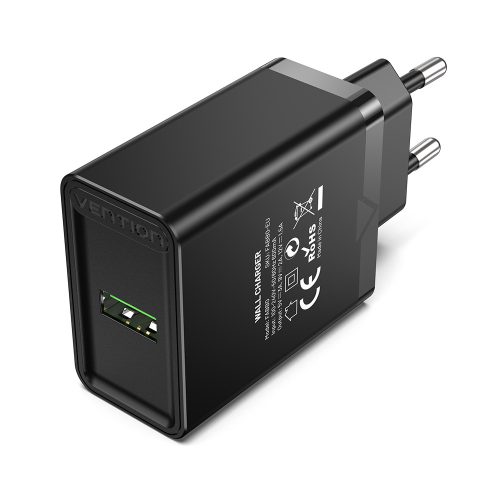 Vention USB-A (1port,18W, fekete), töltő