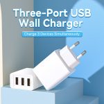 Vention USB-A+A+A (12W/12W/12W, 3-portos, fehér), töltő