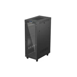   Lanberg FF01-6032-12BL 19 32U SZÉL:600mm MÉLY:1000mm MAG:1676mm lapraszerelt LCD üvegajtós fekete szerver szekrény