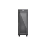 Lanberg FF01-6032-12BL 19 32U SZÉL:600mm MÉLY:1000mm MAG:1676mm lapraszerelt LCD üvegajtós fekete szerver szekrény