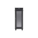 Lanberg FF01-6032-23BL 19 32U SZÉL:600mm MÉLY:1000mm MAG:1676mm lapraszerelt LCD hálós fémajtós fekete szerver szekrény