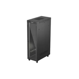   Lanberg FF01-6242-12BL 19 42U SZÉL:600mm MÉLY:1200mm MAG:2018 mm lapraszerelt LCD üvegajtós fekete szerver szekrény