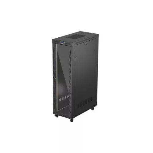 Lanberg FF01-6242-12BL 19 42U SZÉL:600mm MÉLY:1200mm MAG:2018 mm lapraszerelt LCD üvegajtós fekete szerver szekrény