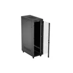 Lanberg FF01-6242-12BL 19 42U SZÉL:600mm MÉLY:1200mm MAG:2018 mm lapraszerelt LCD üvegajtós fekete szerver szekrény