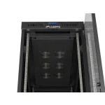 Lanberg FF01-6242-12BL 19 42U SZÉL:600mm MÉLY:1200mm MAG:2018 mm lapraszerelt LCD üvegajtós fekete szerver szekrény
