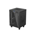 Lanberg FF01-6615-12BL 19 15U SZÉL:600mm MÉLY:600mm MAG:928mm lapraszerelt LCD üvegajtós fekete álló rack szekrény