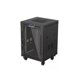   Lanberg FF01-6615-12BL 19 15U SZÉL:600mm MÉLY:600mm MAG:928mm lapraszerelt LCD üvegajtós fekete álló rack szekrény