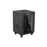 Lanberg FF01-6615-12BL 19 15U SZÉL:600mm MÉLY:600mm MAG:928mm lapraszerelt LCD üvegajtós fekete álló rack szekrény