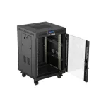 Lanberg FF01-6615-12BL 19 15U SZÉL:600mm MÉLY:600mm MAG:928mm lapraszerelt LCD üvegajtós fekete álló rack szekrény