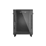 Lanberg FF01-6615-12B 19 15U SZÉL:600mm MÉLY:600mm MAG:848mm lapraszerelt üvegajtós fekete álló rack szekrény