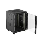 Lanberg FF01-6615-12B 19 15U SZÉL:600mm MÉLY:600mm MAG:848mm lapraszerelt üvegajtós fekete álló rack szekrény