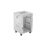 Lanberg FF01-6615-12SL 19 15U SZÉL:600mm MÉLY:600mm MAG:922mm lapraszerelt LCD üvegajtós szürke álló rack szekrény