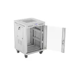 Lanberg FF01-6615-12SL 19 15U SZÉL:600mm MÉLY:600mm MAG:922mm lapraszerelt LCD üvegajtós szürke álló rack szekrény