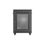 Lanberg FF01-6615-23B 19 15U SZÉL:600mm MÉLY:600mm MAG:842mm lapraszerelt hálós fémajtós fekete álló rack szekrény