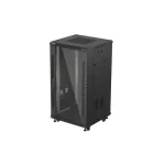 Lanberg FF01-6622-12B 19 22U SZÉL:600mm MÉLY:600mm MAG:1159mm lapraszerelt üvegajtós fekete álló rack szekrény