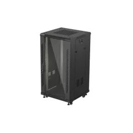   Lanberg FF01-6622-12B 19 22U SZÉL:600mm MÉLY:600mm MAG:1159mm lapraszerelt üvegajtós fekete álló rack szekrény