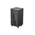 Lanberg FF01-6622-12BL 19 22U SZÉL:600mm MÉLY:600mm MAG:1234mm lapraszerelt LCD üvegajtós fekete álló rack szekrény