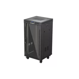   Lanberg FF01-6622-12BL 19 22U SZÉL:600mm MÉLY:600mm MAG:1234mm lapraszerelt LCD üvegajtós fekete álló rack szekrény