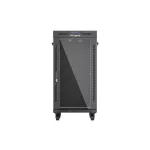 Lanberg FF01-6622-12BL 19 22U SZÉL:600mm MÉLY:600mm MAG:1234mm lapraszerelt LCD üvegajtós fekete álló rack szekrény