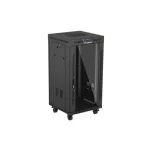 Lanberg FF01-6622-12BL 19 22U SZÉL:600mm MÉLY:600mm MAG:1234mm lapraszerelt LCD üvegajtós fekete álló rack szekrény