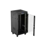 Lanberg FF01-6622-12BL 19 22U SZÉL:600mm MÉLY:600mm MAG:1234mm lapraszerelt LCD üvegajtós fekete álló rack szekrény