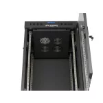 Lanberg FF01-6622-12BL 19 22U SZÉL:600mm MÉLY:600mm MAG:1234mm lapraszerelt LCD üvegajtós fekete álló rack szekrény
