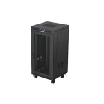 Lanberg FF01-6622-23BL 19 22U SZÉL:600mm MÉLY:600mm MAG:1239mm lapraszerelt LCD hálós fémajtós fekete álló rack szekrény