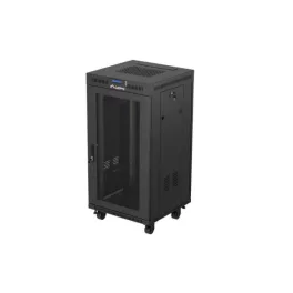   Lanberg FF01-6622-23BL 19 22U SZÉL:600mm MÉLY:600mm MAG:1239mm lapraszerelt LCD hálós fémajtós fekete álló rack szekrény