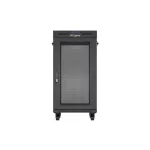 Lanberg FF01-6622-23BL 19 22U SZÉL:600mm MÉLY:600mm MAG:1239mm lapraszerelt LCD hálós fémajtós fekete álló rack szekrény