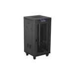 Lanberg FF01-6622-23BL 19 22U SZÉL:600mm MÉLY:600mm MAG:1239mm lapraszerelt LCD hálós fémajtós fekete álló rack szekrény