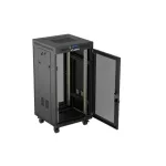 Lanberg FF01-6622-23BL 19 22U SZÉL:600mm MÉLY:600mm MAG:1239mm lapraszerelt LCD hálós fémajtós fekete álló rack szekrény