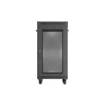 Lanberg FF01-6622-23BL 19 22U SZÉL:600mm MÉLY:600mm MAG:1239mm lapraszerelt LCD hálós fémajtós fekete álló rack szekrény