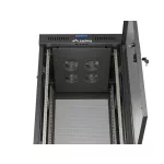 Lanberg FF01-6622-23BL 19 22U SZÉL:600mm MÉLY:600mm MAG:1239mm lapraszerelt LCD hálós fémajtós fekete álló rack szekrény