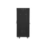 Lanberg FF01-6627-12BL 19 27U SZÉL:600mm MÉLY:600mm MAG:1431mm lapraszerelt LCD üvegajtós fekete álló rack szekrény