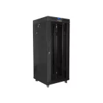 Lanberg FF01-6627-12BL 19 27U SZÉL:600mm MÉLY:600mm MAG:1431mm lapraszerelt LCD üvegajtós fekete álló rack szekrény