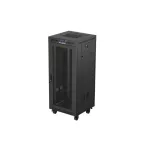 Lanberg FF01-6627-23BL 19 27U SZÉL:600mm MÉLY:600mm MAG:1461mm lapraszerelt LCD hálós fémajtós fekete álló rack szekrény
