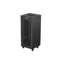   Lanberg FF01-6627-23BL 19 27U SZÉL:600mm MÉLY:600mm MAG:1461mm lapraszerelt LCD hálós fémajtós fekete álló rack szekrény