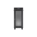 Lanberg FF01-6627-23BL 19 27U SZÉL:600mm MÉLY:600mm MAG:1461mm lapraszerelt LCD hálós fémajtós fekete álló rack szekrény