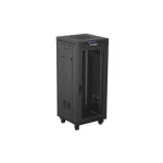 Lanberg FF01-6627-23BL 19 27U SZÉL:600mm MÉLY:600mm MAG:1461mm lapraszerelt LCD hálós fémajtós fekete álló rack szekrény