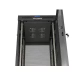 Lanberg FF01-6627-23BL 19 27U SZÉL:600mm MÉLY:600mm MAG:1461mm lapraszerelt LCD hálós fémajtós fekete álló rack szekrény