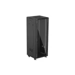 Lanberg FF01-6632-12B 19 32U SZÉL:600mm MÉLY:600mm MAG:1603mm lapraszerelt üvegajtós fekete álló rack szekrény